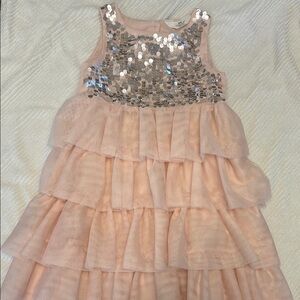 Pink Sequin Tiered Dress